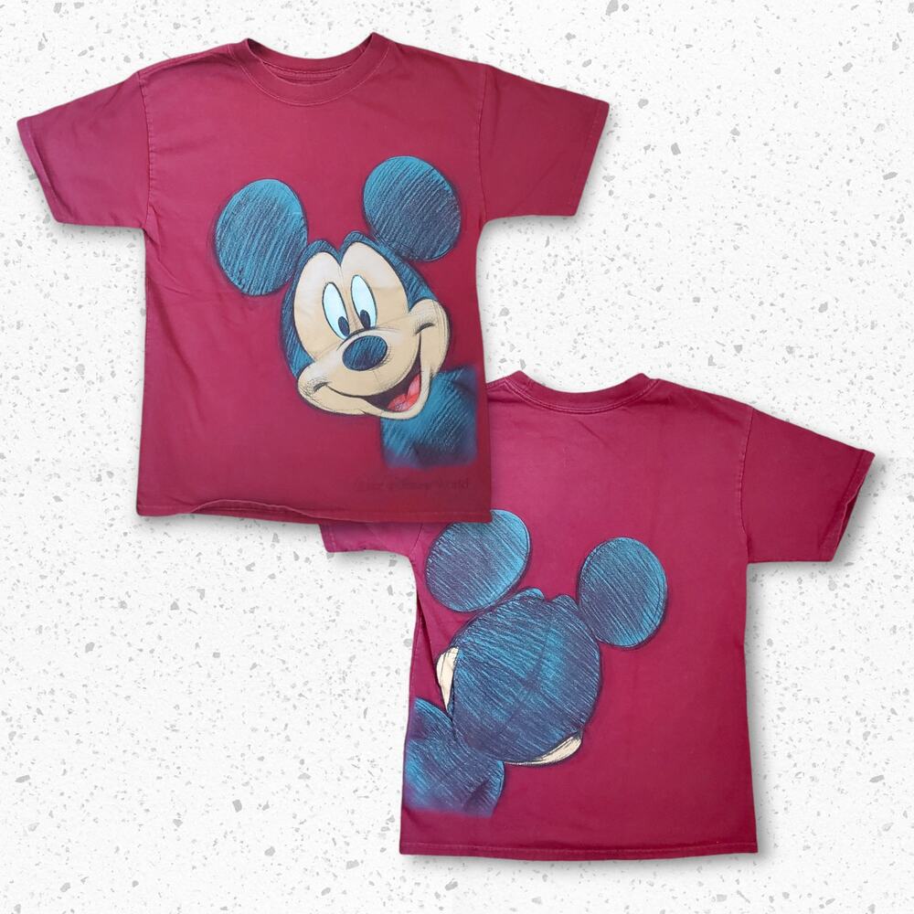 Y2K Disneyland Mickey Mouse Sketched T-Shirt Youth Sz Medium